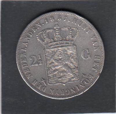 Beschrijving: 2 1/2 Gulden WILLEM III